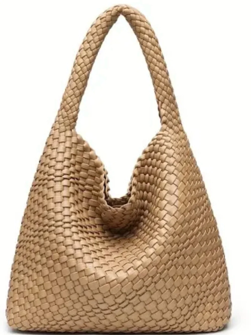 Woven Hobo Shoulder Bag in Tan - Picture 4 of 5